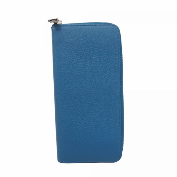 Louis Vuitton Cuir Taurillon Zippy Wallet Vertical M58411 Blue Men's - Picture 1 of 10